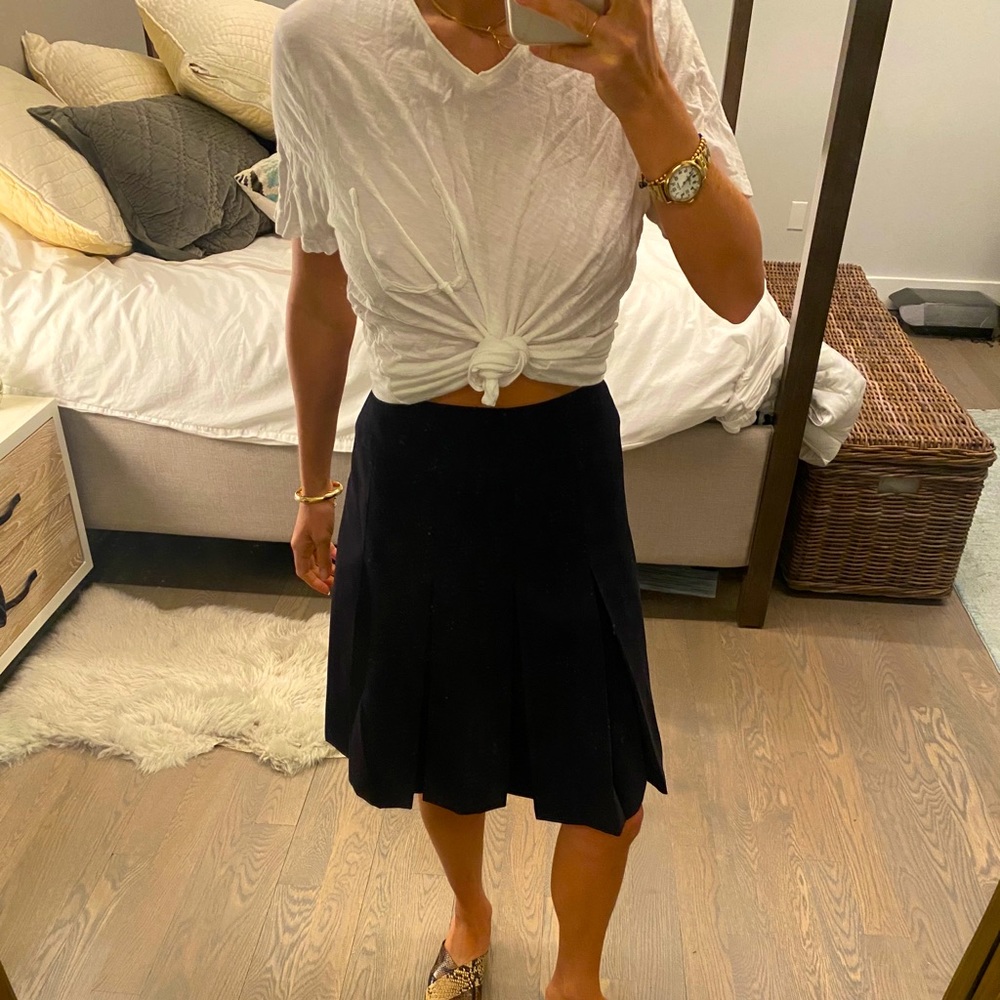 Dark navy Chanel pleated skirt